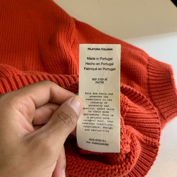 Rita Row Sweater Womens M Medium Tangerine Drop Shoulder Short Sleeve Knit Top - Picture 9 of 11